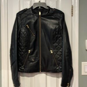 Whet Blu Black Real Leather Motorcycle Jacket & brass embellishments very cool